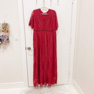 Pink Blush Red Lace Dress - L